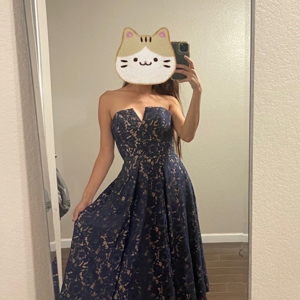 Fame And Partners Blue Strapless Dress